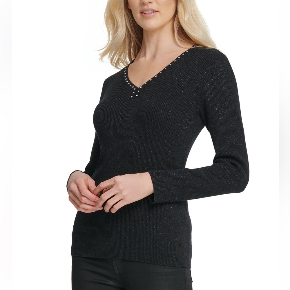 DKNY Women's Metallic-Threaded Embellished Sweater